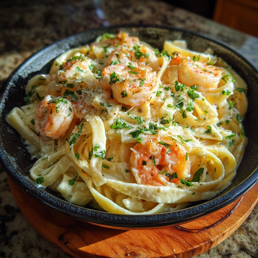 Easy Shrimp Fettuccine Alfredo