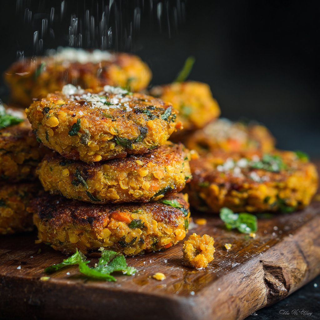 Lightly Spiced Red Lentil Patties