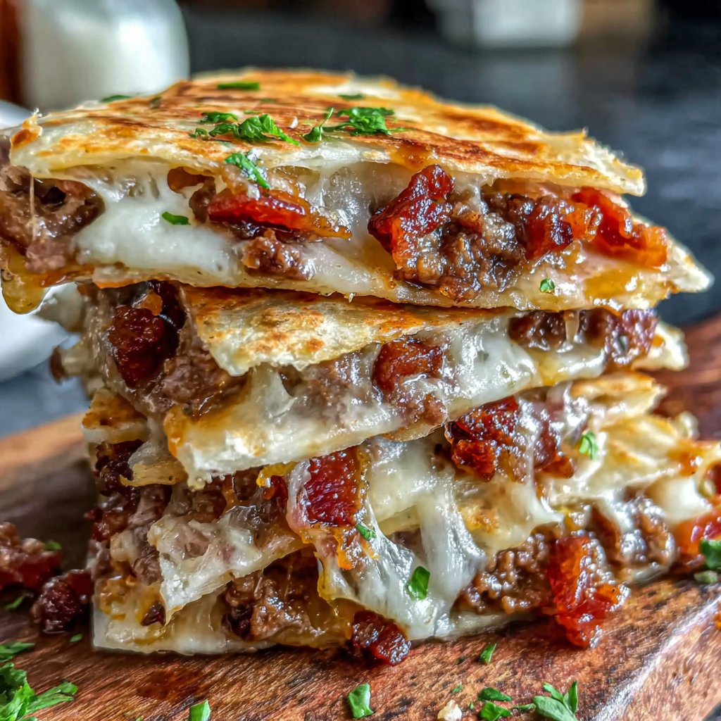 BBQ Bacon Cheeseburger Quesadillas