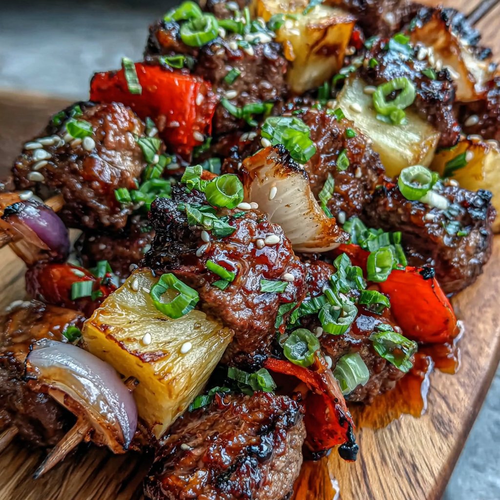 Hawaiian Hamburger Pineapple Skewers